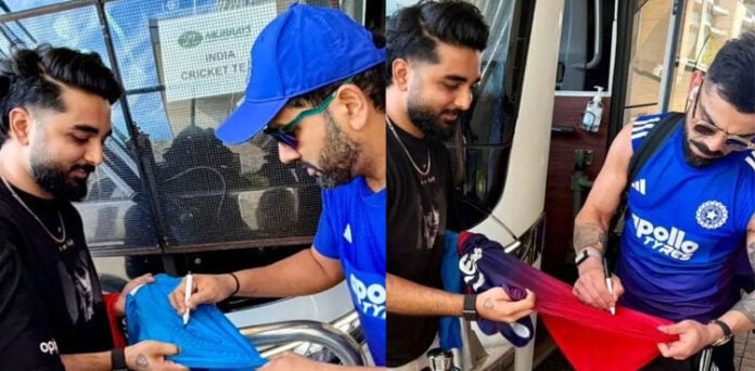 روہت شرما کا پاکستانی فین سے منفرد انداز میں ملنا، کوہلی نے مداح کی شرٹ پر دستخط کر دیے