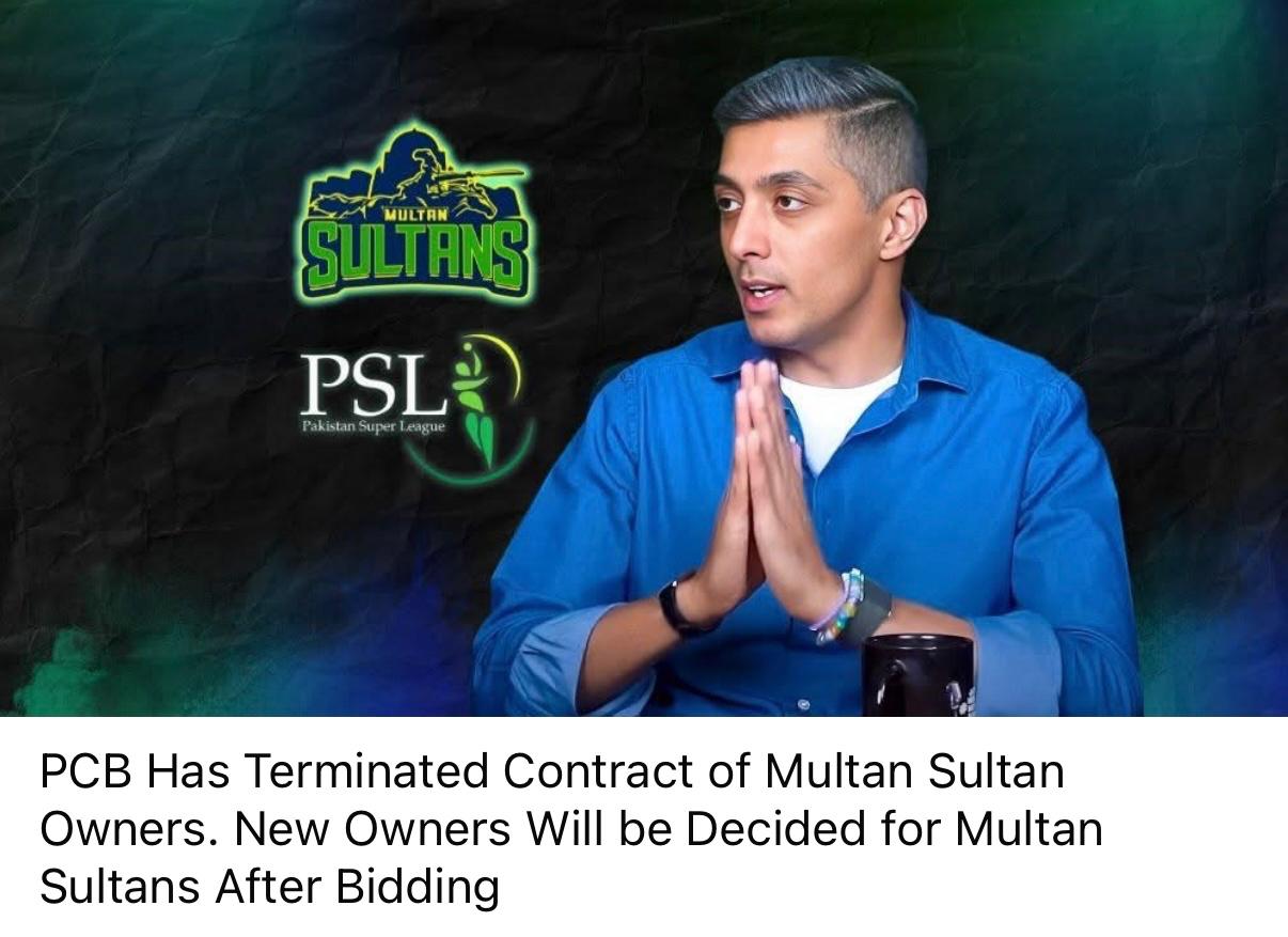 پی سی بی نے معاہدے کی خلاف ورزی پر ملتان سلطانز کو نوٹس آف ٹرمینیشن بھیج دیا